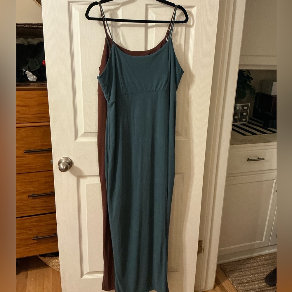 Wild Fable Teal and Brown Maxi Dress